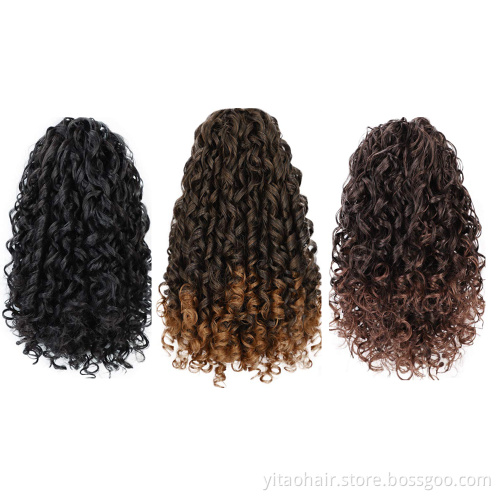 Curly Ponytail Hair Piece High Synthetic Hair with 2 Clips for Women (Mixed Dark Brown)